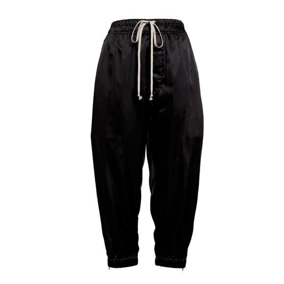NWT💕Rick Owens Drawstring Cupro Crop Track Pants in Black Size 4 - Picture 2 of 16